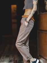 Maden American Retro Skinny Straight Tube Women's Pants Summer Tide Slim Gray Hanging Casual Pants